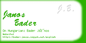 janos bader business card